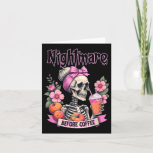 Cute Scary Night before Coffee Halloween Flower Sk Kort