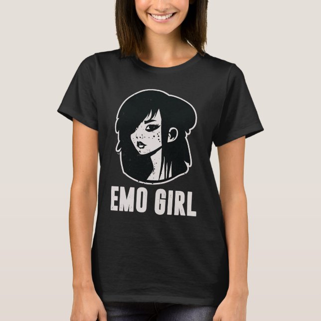 Cute Scene Girl 90's 2000's Goth Punk Emo Girl T Shirt (Framsida)