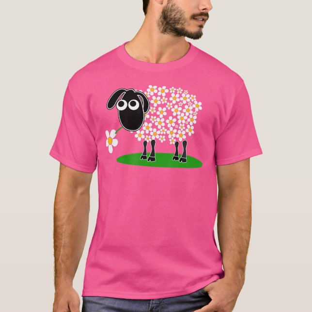 Cute Scheep med Flowers Ranch Sheep Farmer Får T Shirt (Framsida)