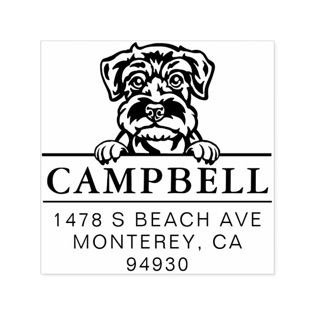 Cute Schnauzer Anpassningsbar Hund Adress Frimärke Självfärgande Stämpel (Design)