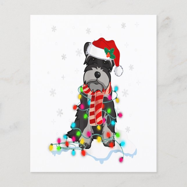 Cute Schnauzer Christmas Lights With Santa Hat Flygblad (Framsidan)