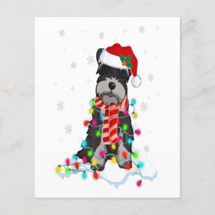 Cute Schnauzer Christmas Lights With Santa Hat Flygblad
