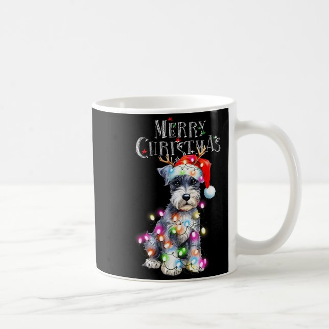 Cute Schnauzer Christmas Lights Xmas Dog Santa Hat Kaffemugg (Höger)