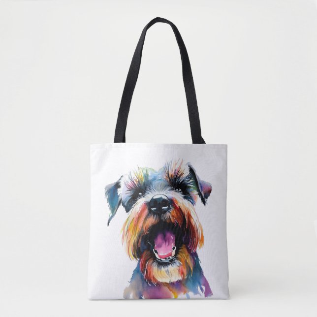 Cute Schnauzer - Colorful Hund design Tygkasse (Framsida)