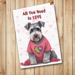 Cute Schnauzer Hund allt du behöver Valentine Helgkort