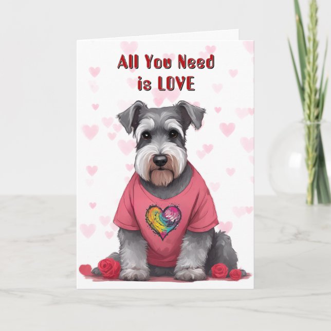 Cute Schnauzer Hund allt du behöver Valentine Helgkort (Framsida)
