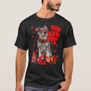 Cute Schnauzer Hund Funny Heart Valentine Day Hund T Shirt
