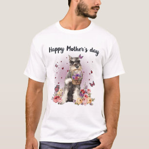 Cute Schnauzer Mamma Flower Lycklig Mors dag Kärl T Shirt