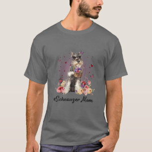 Cute Schnauzer Mamma Flower Lycklig Mors dag Kärle T Shirt