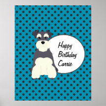 Cute Schnauzer och Polka dots Birthday