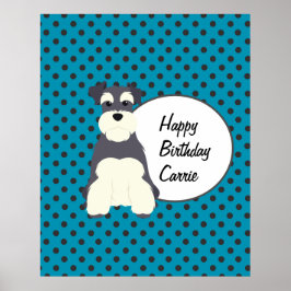 Cute Schnauzer och Polka dots Birthday Poster
