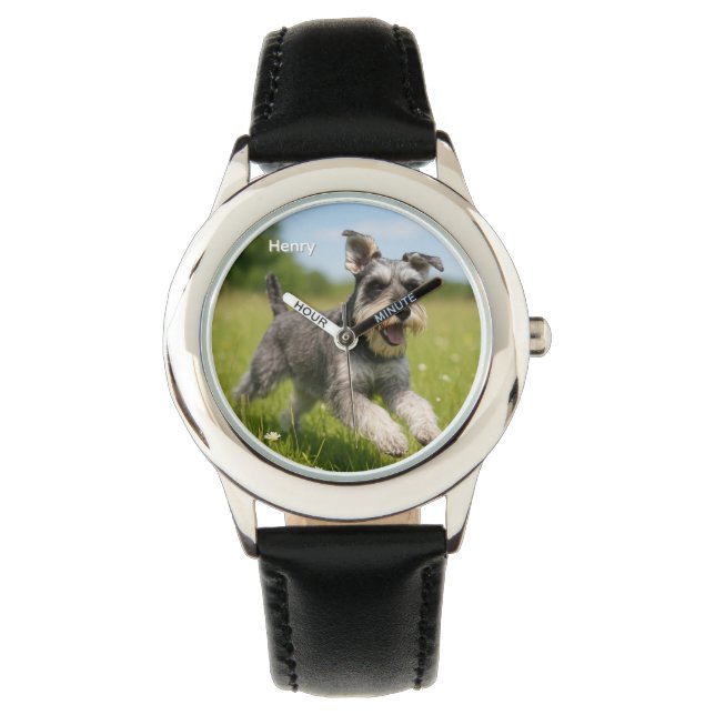 Cute Schnauzer Personlig Watch Barn Watch Armbandsur (Framsida)