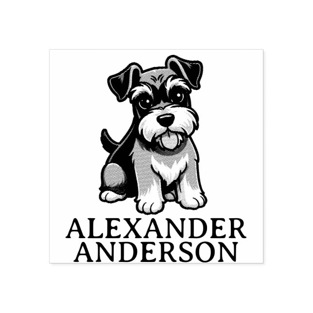 Cute Schnauzer-Tecknad anpassa Stämpel (Tryck)