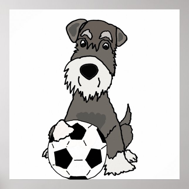 Cute Schnauzer-Tecknaden för uppspelning av Hund Poster (Framsidan)