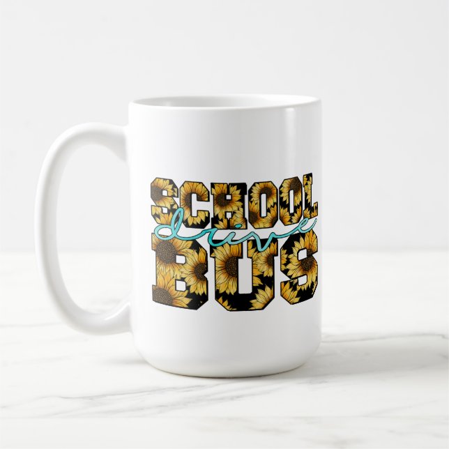 Cute School Buss-drivrutin lägga till namn Kaffemugg (Vänster)