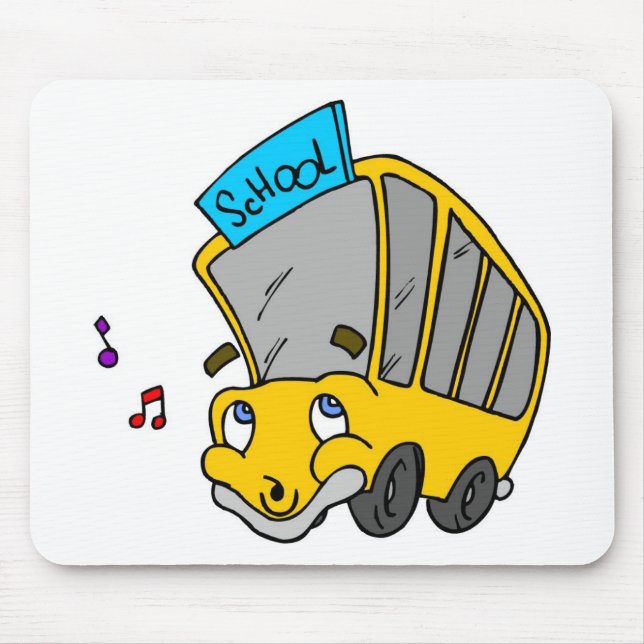 Cute School Buss Teckning Lycklig Ansikte Musmatta (Framsidan)