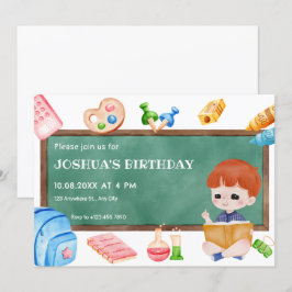 Cute School-chalkboard-födelsedag Inbjudningar