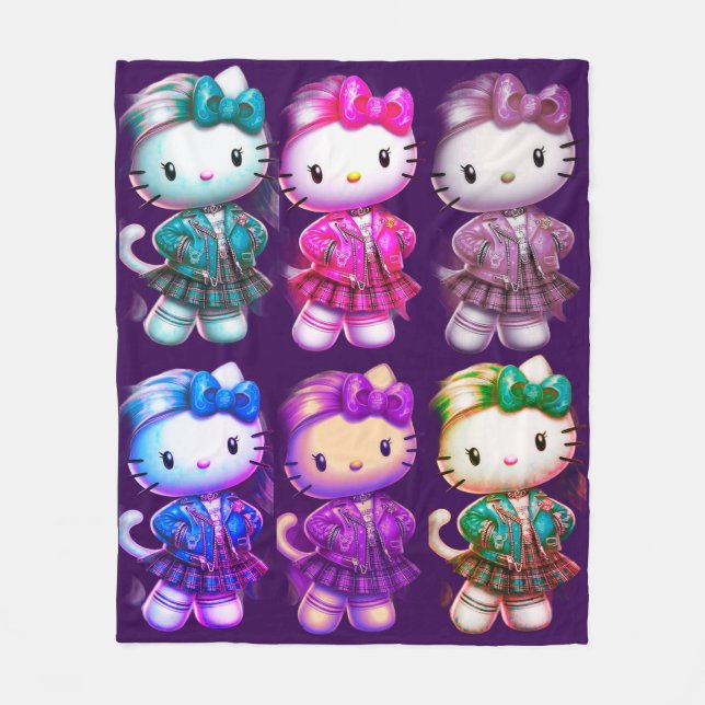 Cute School Girl Baby Kattunge Fleece Blanket (Framsidan)