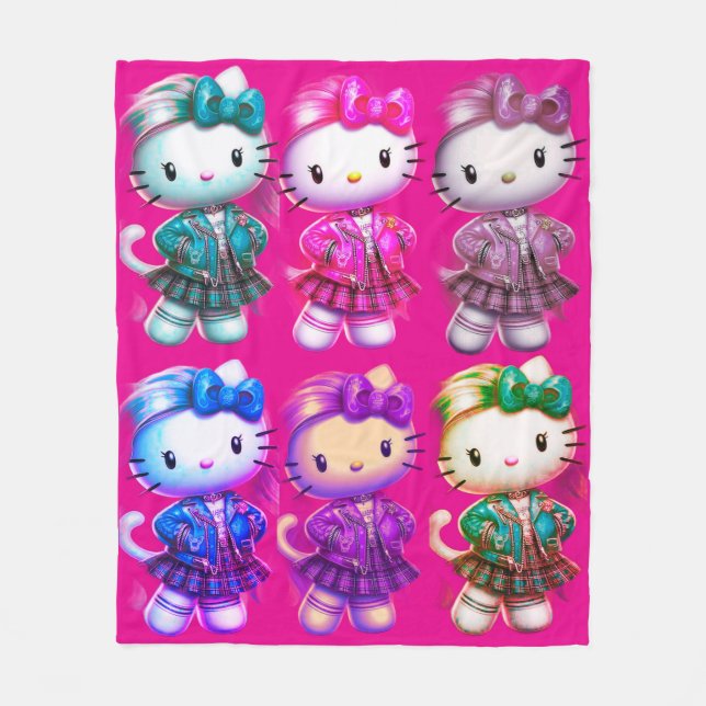 Cute School Girl Baby Kattunge Fleece Blanket (Framsidan)