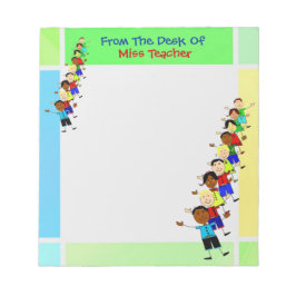 Cute School Kids Illustration for Teacher-Anteckni Anteckningsblock