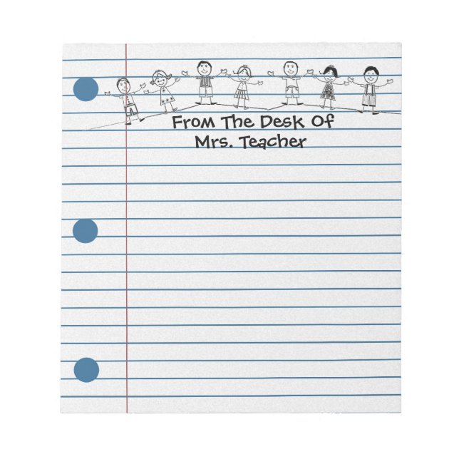 Cute School Kids Illustration for Teacher-Anteckni Anteckningsblock (Framsida)
