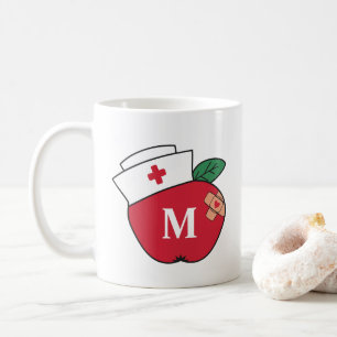 Cute School Nurse Apple Monogram Kaffemugg