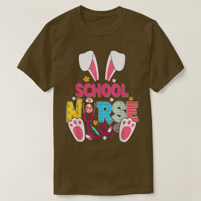 Cute School Nurse Funny Bunnies Påsk RN Cute Rab T Shirt (Design framsida)