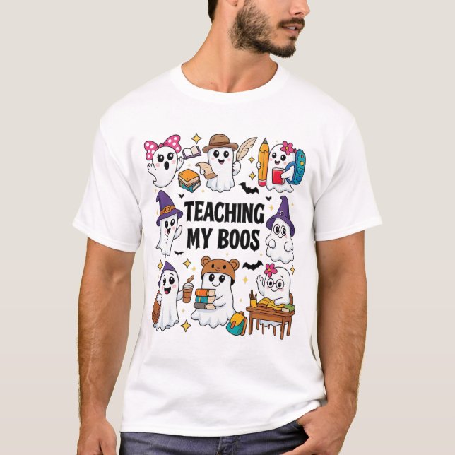 Cute School Spöken Halloween Theme T Shirt (Framsida)