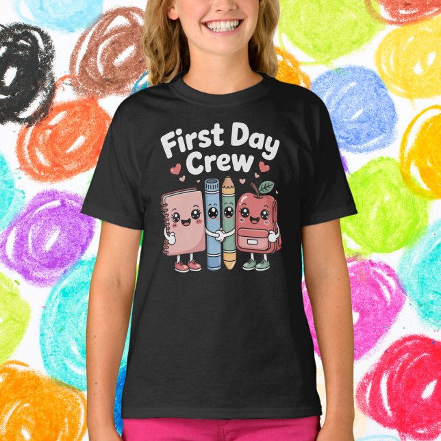 Cute School Supplies Friends First Day Crew T Shirt (Skapare uppladdad)