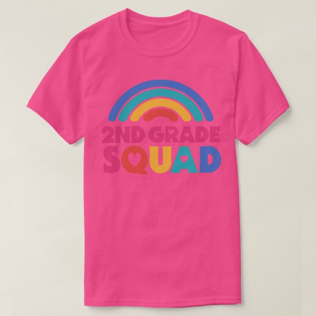 Cute School Teacher 2nd Klass Squad med Retro Rai T Shirt (Design framsida)