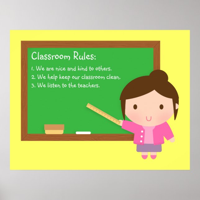 Cute School Teacher Classroom Regler Poster (Framsidan)