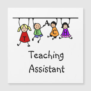 Cute School Teaching Assistant med Kids Tecknad