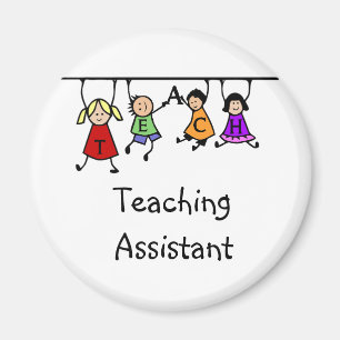 Cute School Teaching Assistant med Kids Tecknad Magnet