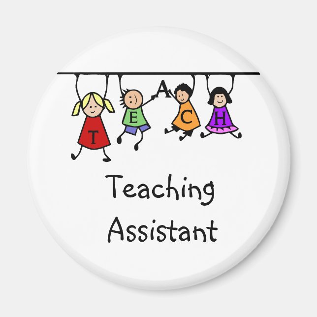 Cute School Teaching Assistant med Kids Tecknad Magnet (Framsidan)