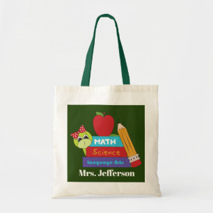 Cute School turtle add namn Teacher Tygkasse
