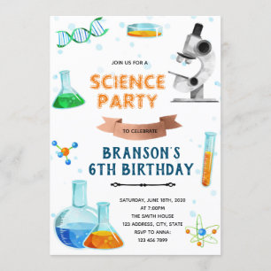 Cute science party födelserbjudande inbjudningar