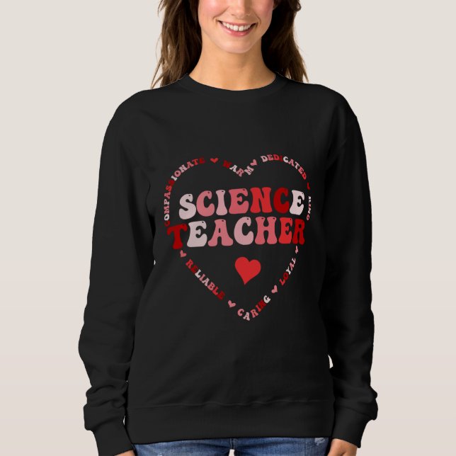 Cute Science Teacher Crew Valentines Day Heart T Shirt (Framsida)