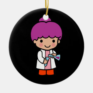 Cute Scientist/Chemist Girl with Flask Julgransprydnad Keramik