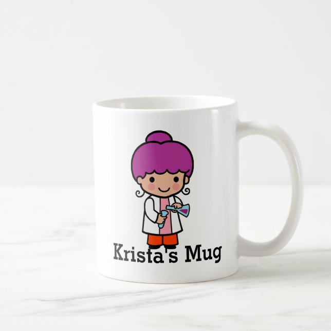 Cute Scientist/Chemist Girl with Flask Kaffemugg (Höger)