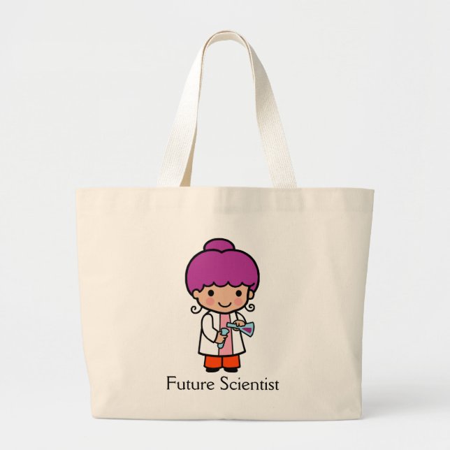 Cute Scientist/Chemist Girl with Flask Large Tot Jumbo Tygkasse (Framsidan)