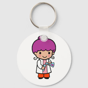 Cute Scientist/Chemist Girl with Flask Nyckelring