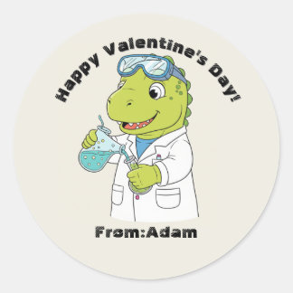 Cute scientist dinosaur  Valentine  Runt Klistermärke