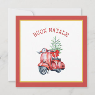 Cute Scooter Buon Natale Julhälsningar Julkort