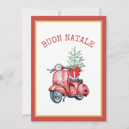 Cute Scooter Buon Natale Julhälsningar Tack Kort