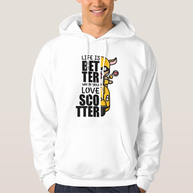 Cute Scooter Goat Design Hoodie (Framsida)