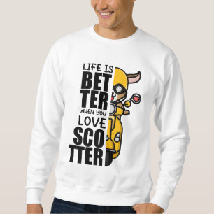 Cute Scooter Goat Design Lång Ärmad Tröja