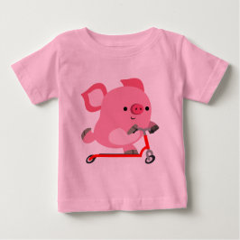 Cute Scooter-Riding Tecknad Gris Baby T-Shirt