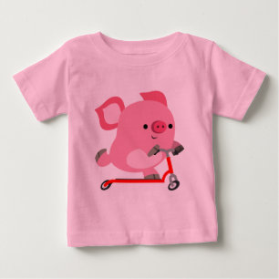 Cute Scooter-Riding Tecknad Gris Baby T-Shirt