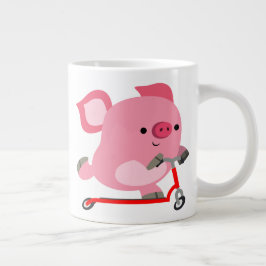 Cute Scooter-Riding Tecknad Gris Jumbo Mugg