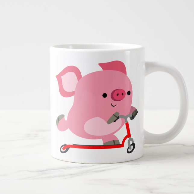 Cute Scooter-Riding Tecknad Gris Jumbo Mugg (Höger)